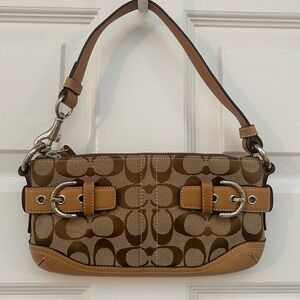Coach Signature Tan and Brown Shoulder Bag